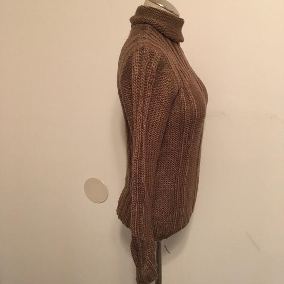 Empire Vintage 70's Taupe 100% Acrylic Knit Roll Neck Sweater Top S - Picture 4 of 6